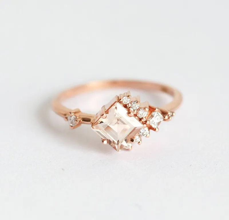 AIMEE PRINCESS CUT MORGANITE RING view 2