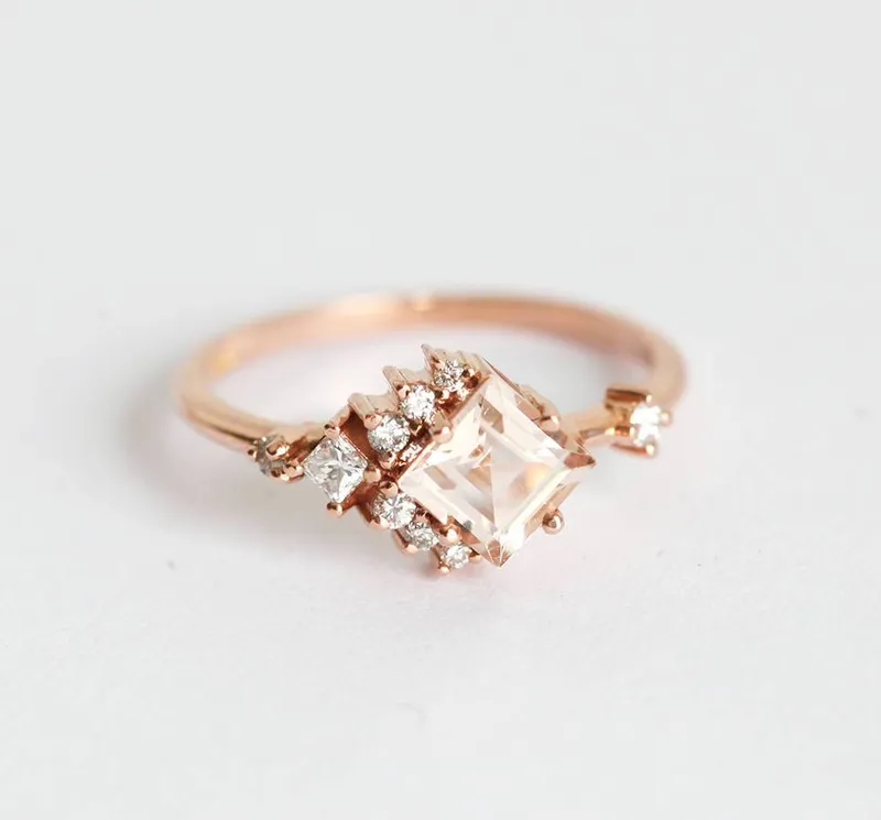 AIMEE PRINCESS CUT MORGANITE RING view 3
