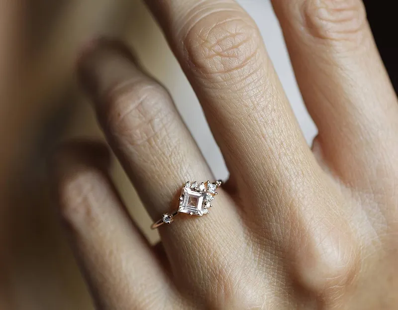AIMEE PRINCESS CUT MORGANITE RING view 4