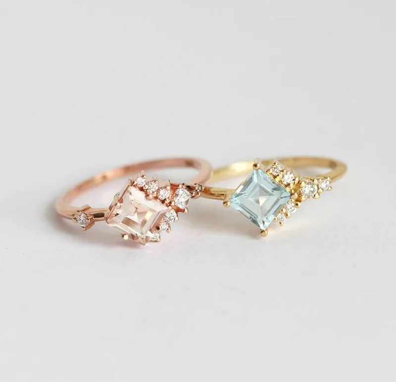 AIMEE PRINCESS CUT MORGANITE RING view 5