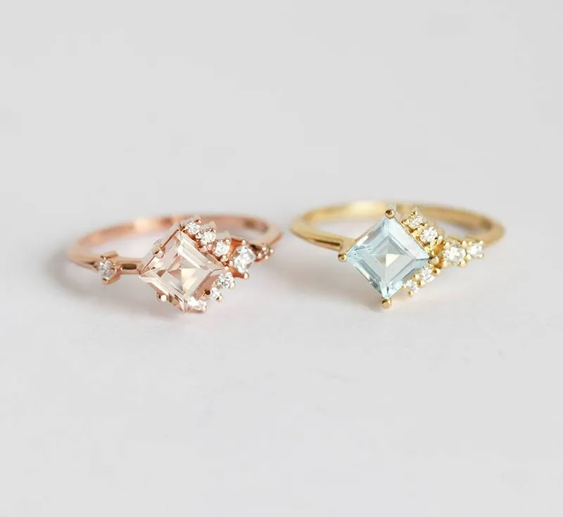 AIMEE PRINCESS CUT MORGANITE RING view 9