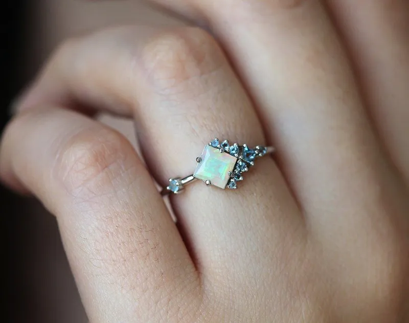 AIMEE SQUARE OPAL CLUSTER RING view 2