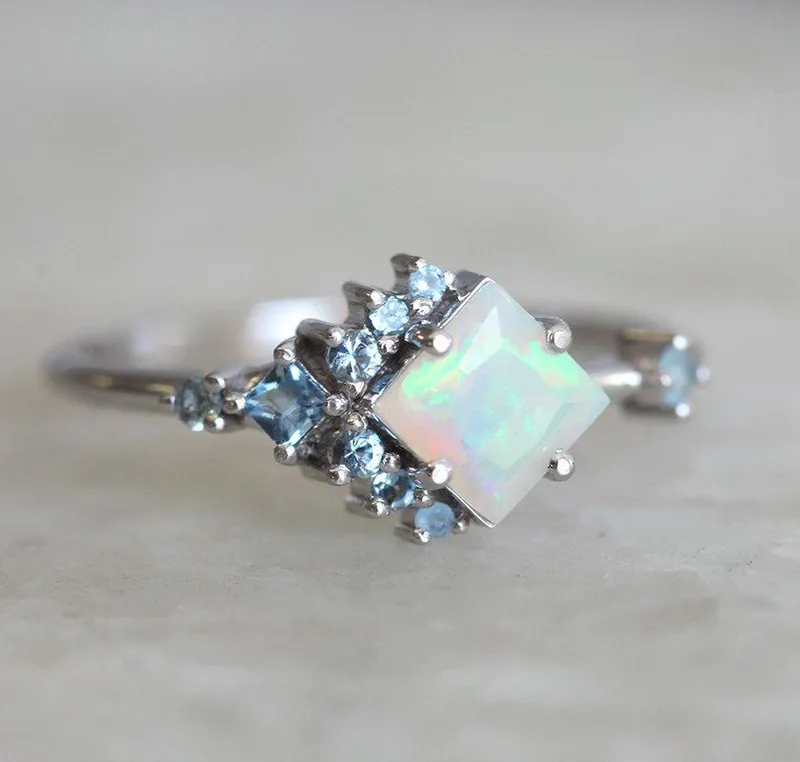 AIMEE SQUARE OPAL CLUSTER RING view 3