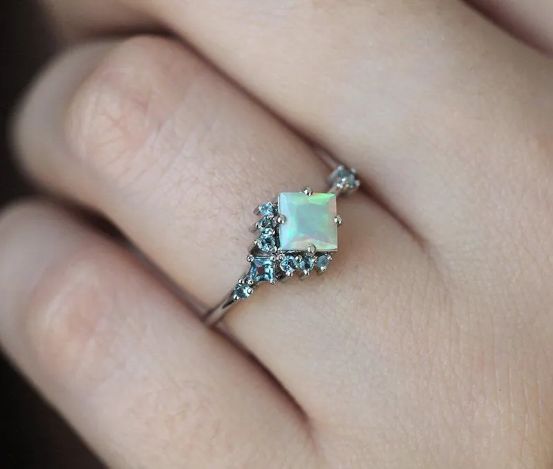 AIMEE SQUARE OPAL CLUSTER RING view 4