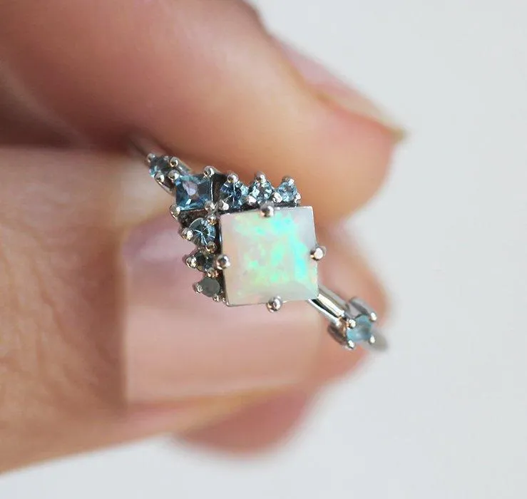 AIMEE SQUARE OPAL CLUSTER RING view 5