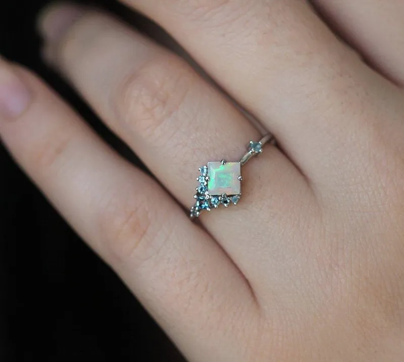 AIMEE SQUARE OPAL CLUSTER RING view 6
