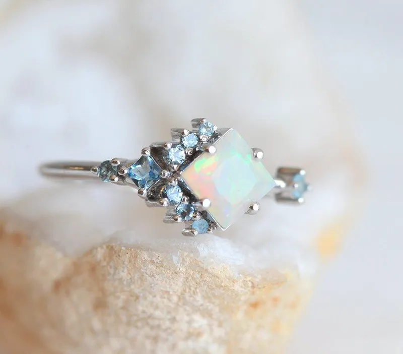 AIMEE SQUARE OPAL CLUSTER RING view 7