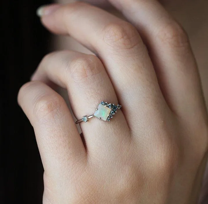 AIMEE SQUARE OPAL CLUSTER RING view 8