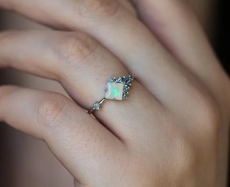 AIMEE SQUARE OPAL CLUSTER RING view 9