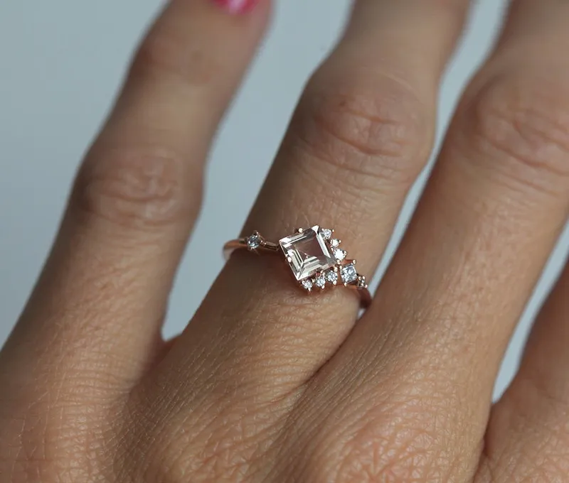 AIMEE WHITE SAPPHIRE DIAMOND CLUSTER RING view 10
