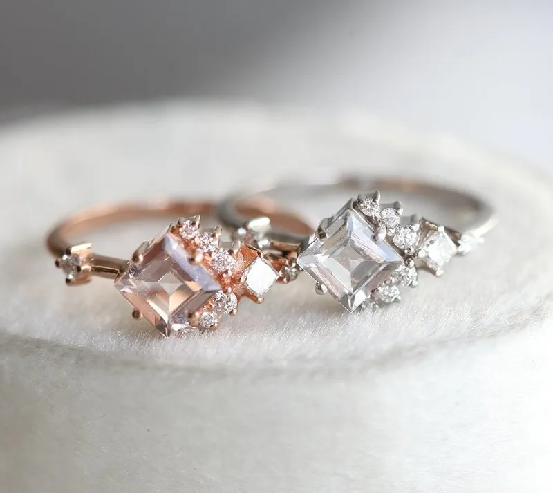AIMEE WHITE SAPPHIRE DIAMOND CLUSTER RING view 3