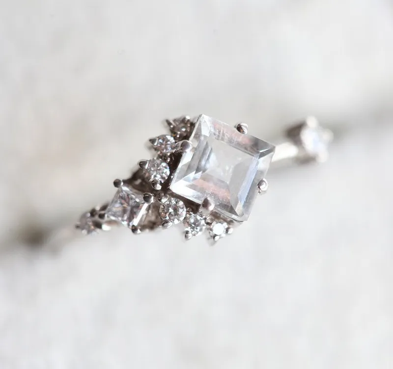 AIMEE WHITE SAPPHIRE DIAMOND CLUSTER RING view 4