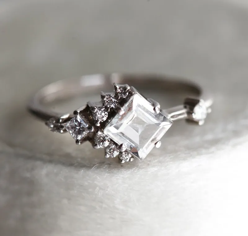 AIMEE WHITE SAPPHIRE DIAMOND CLUSTER RING view 5