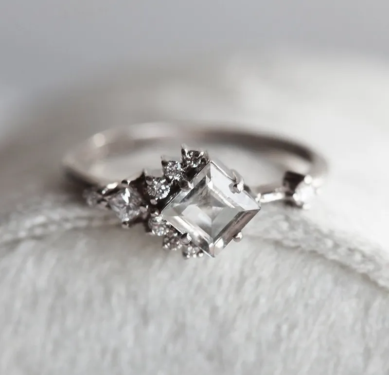 AIMEE WHITE SAPPHIRE DIAMOND CLUSTER RING view 6