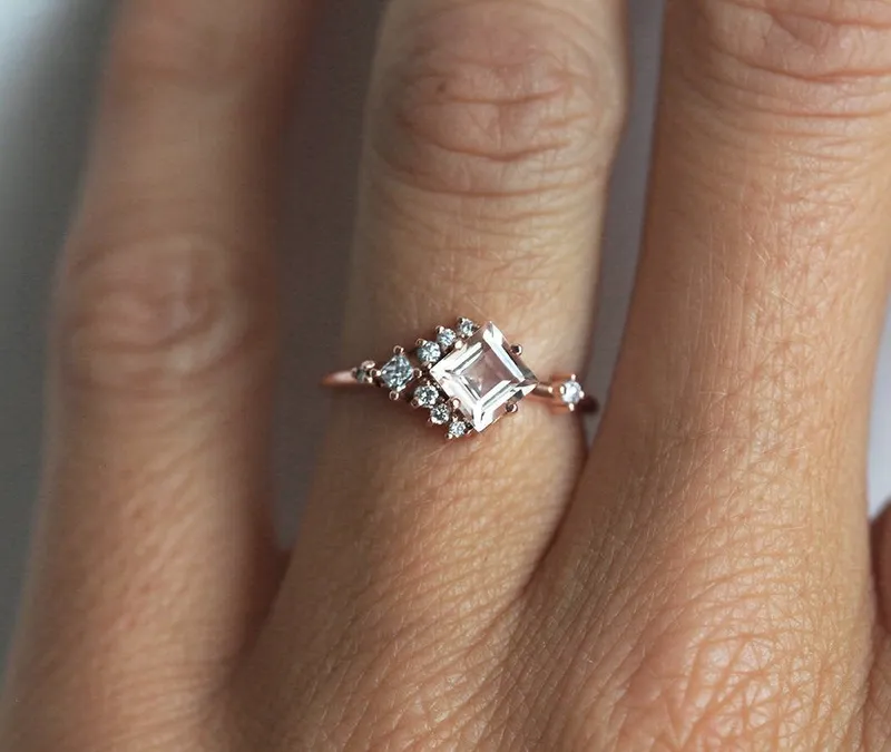 AIMEE WHITE SAPPHIRE DIAMOND CLUSTER RING view 7