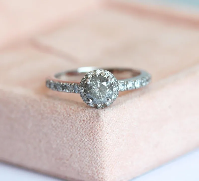 ALEENA ROUND SALT & PEPPER DIAMOND RING vy 2