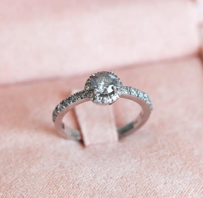 ALEENA ROUND SALT & PEPPER DIAMOND RING vy 4