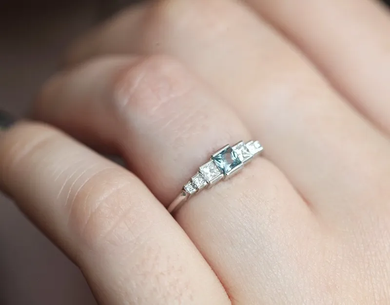 Aletta Teal Sapphire Diamond Ring vy 2