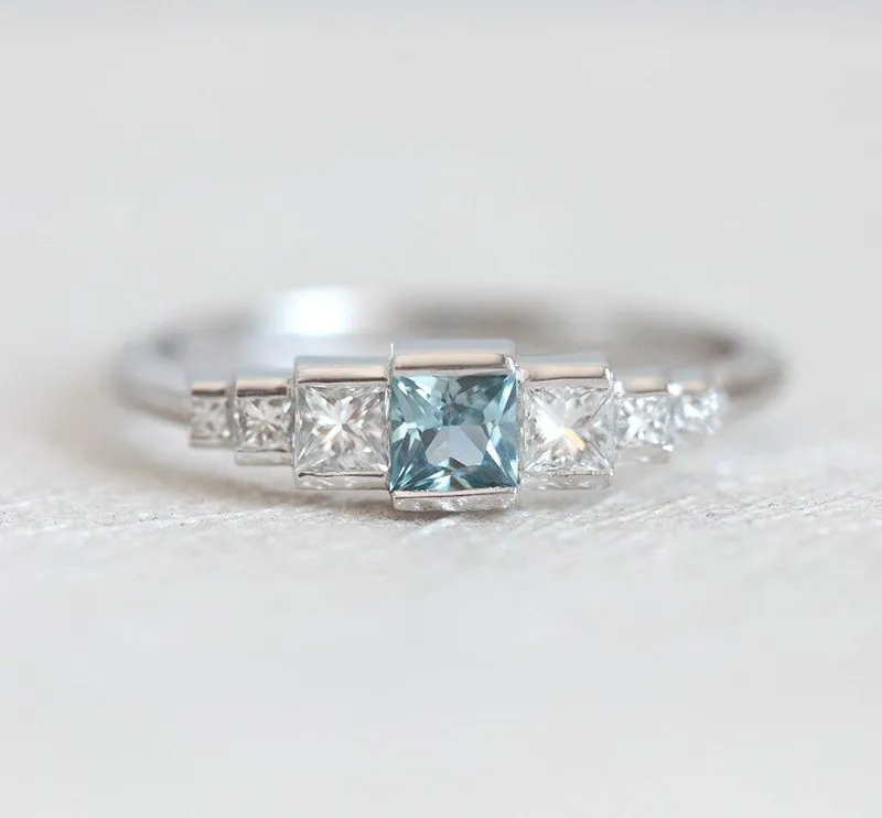 Aletta Teal Sapphire Diamond Ring vy 5