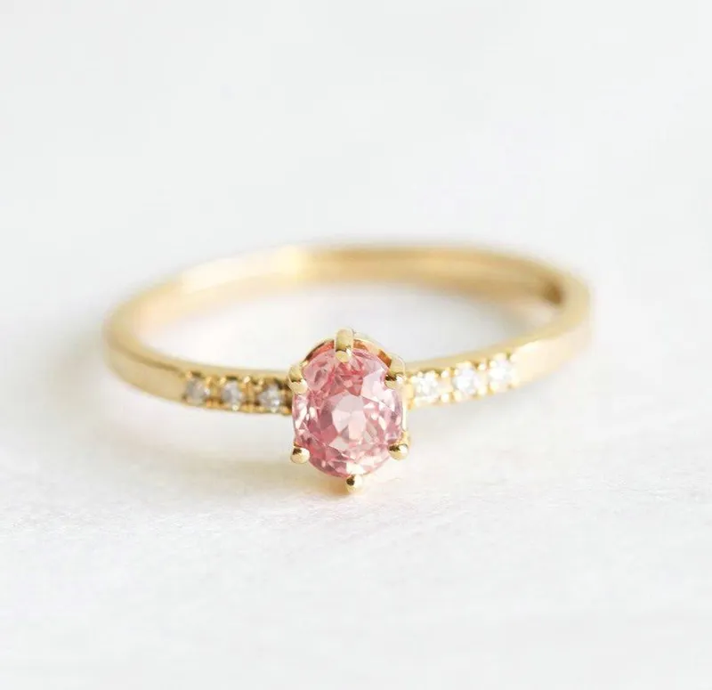 Alex Peach Sapphire Diamond Ring view 6