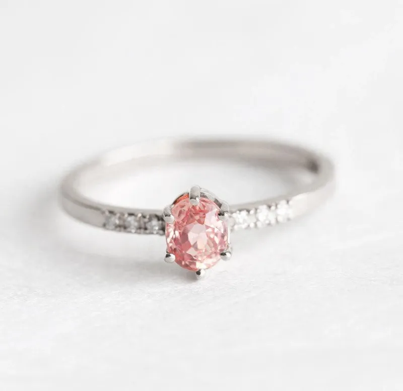 Alex Peach Sapphire Diamond Ring view 7