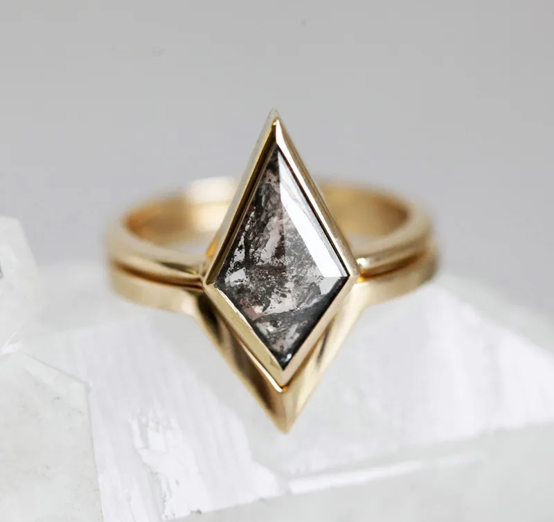 Alexis Kite Salt & Pepper Diamond Ring Set view 10