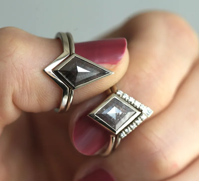 Alexis Kite Salt & Pepper Diamond Ring Set view 2