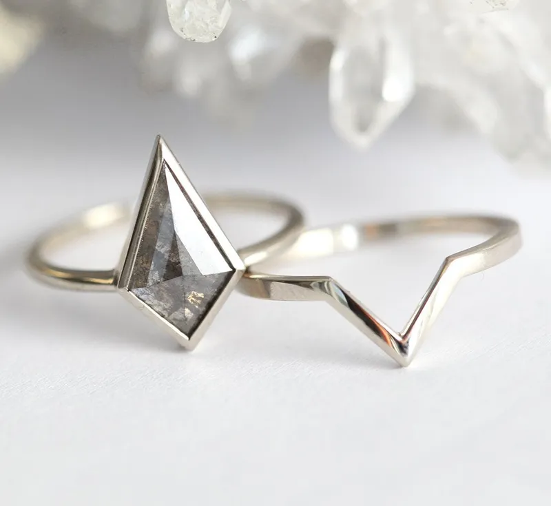 Alexis Kite Salt & Pepper Diamond Ring Set view 4