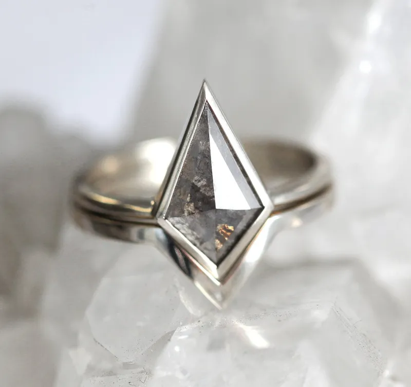 Alexis Kite Salt & Pepper Diamond Ring Set view 7
