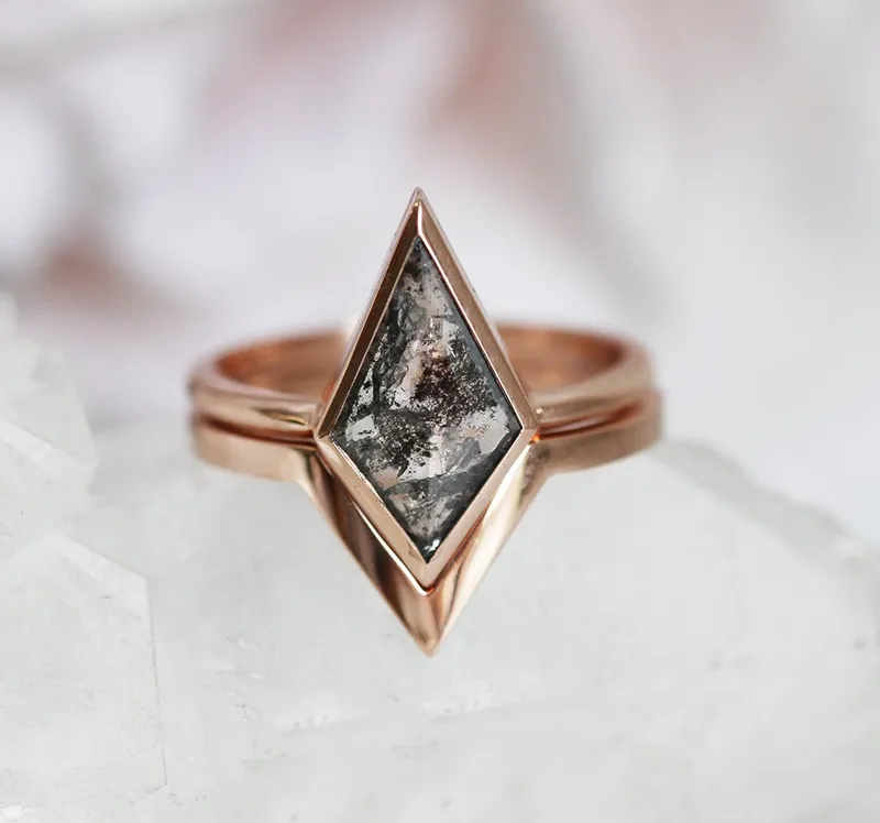 Alexis Kite Salt & Pepper Diamond Ring Set view 9