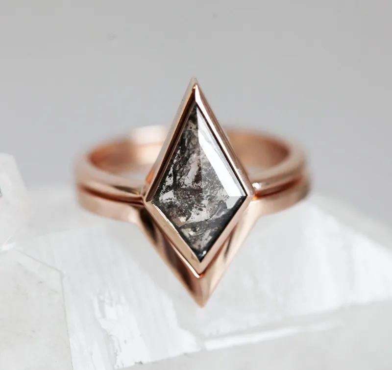 Alexis Kite Salt & Pepper Diamond Ring Set diamond engagement ring