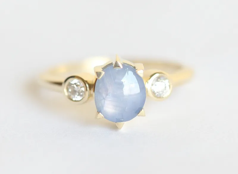 Alina Sapphire Diamond Ring blue sapphire round cut engagement ring