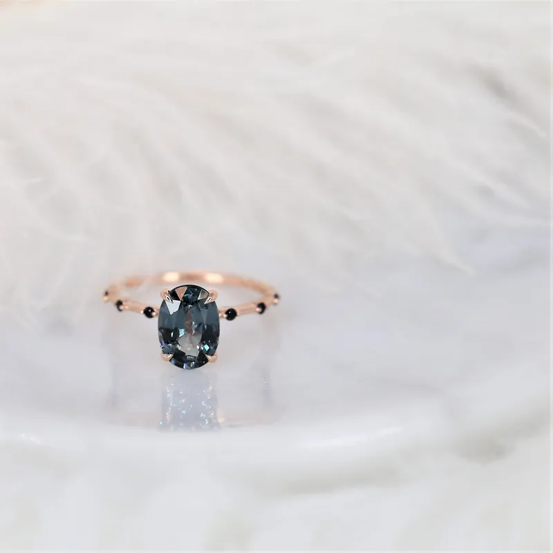 2.49ct Ready to Ship Alix 14kt Rose Gold Chrome Purple Spinel Diamond Dainty Oval Solitaire Ring view 3