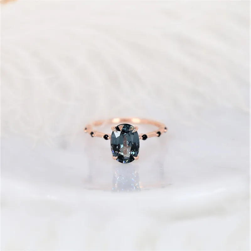 2.49ct Ready to Ship Alix 14kt Rose Gold Chrome Purple Spinel Diamond Dainty Oval Solitaire Ring view 5