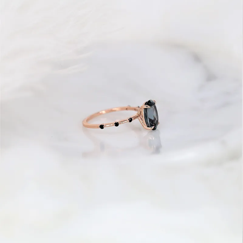 2.49ct Ready to Ship Alix 14kt Rose Gold Chrome Purple Spinel Diamond Dainty Oval Solitaire Ring view 4