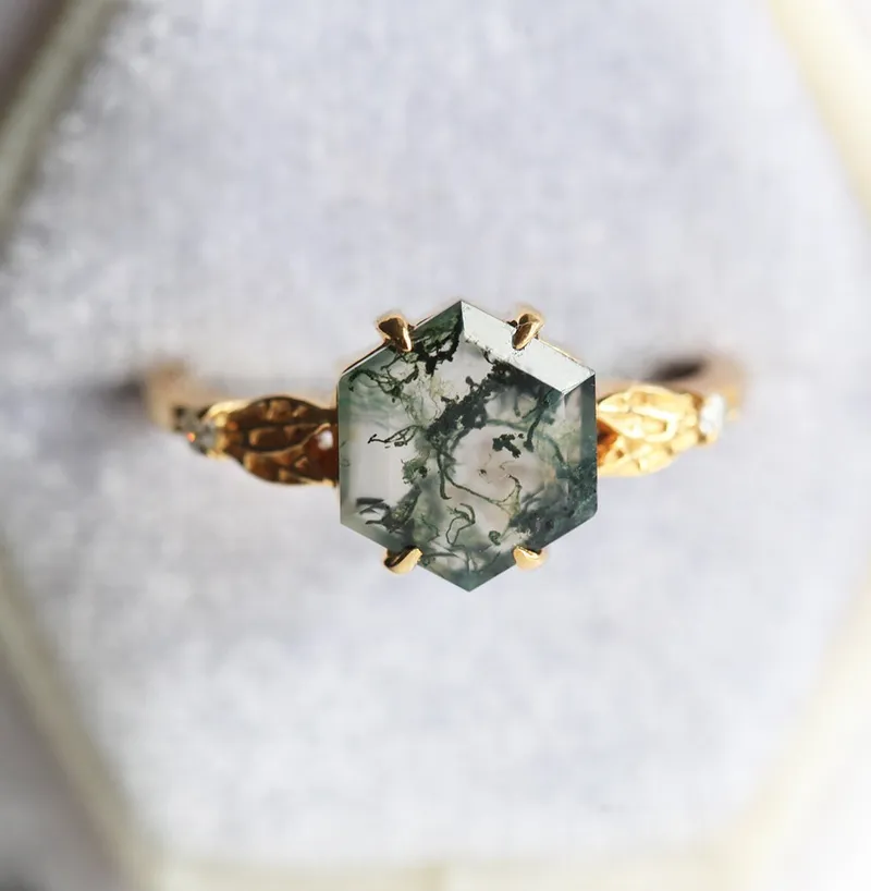 Alyssa Moss Agate Ring Set view 4