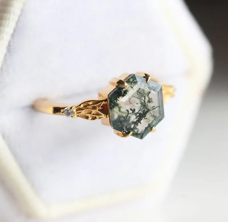Alyssa Moss Agate Ring Set view 5