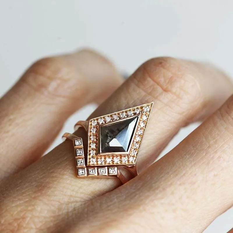 ANDREA KITE SALT & PEPPER DIAMOND RING vy 7