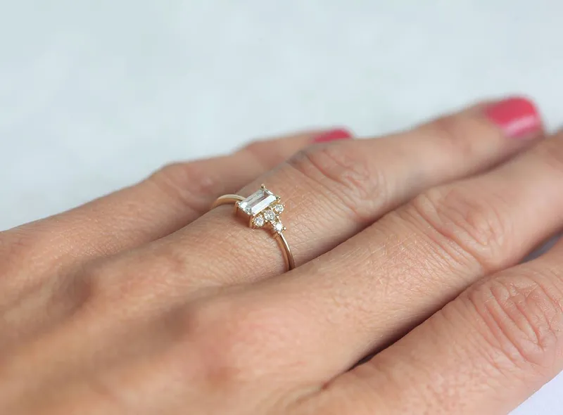 Angelique White Sapphire Diamond Ring view 10