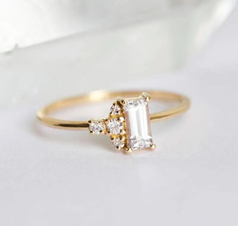 Angelique White Sapphire Diamond Ring view 11