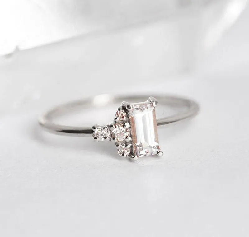 Angelique White Sapphire Diamond Ring view 12