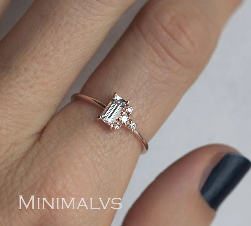 Angelique White Sapphire Diamond Ring view 2