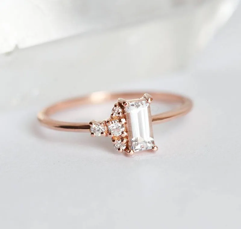 Angelique White Sapphire Diamond Ring view 3