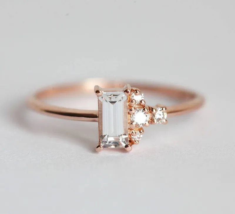 Angelique White Sapphire Diamond Ring view 4