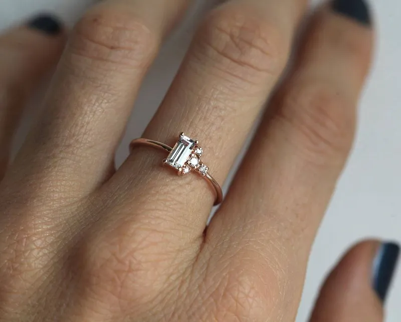 Angelique White Sapphire Diamond Ring view 5