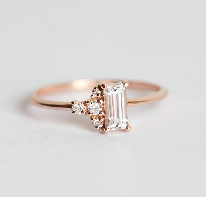 Angelique White Sapphire Diamond Ring view 6