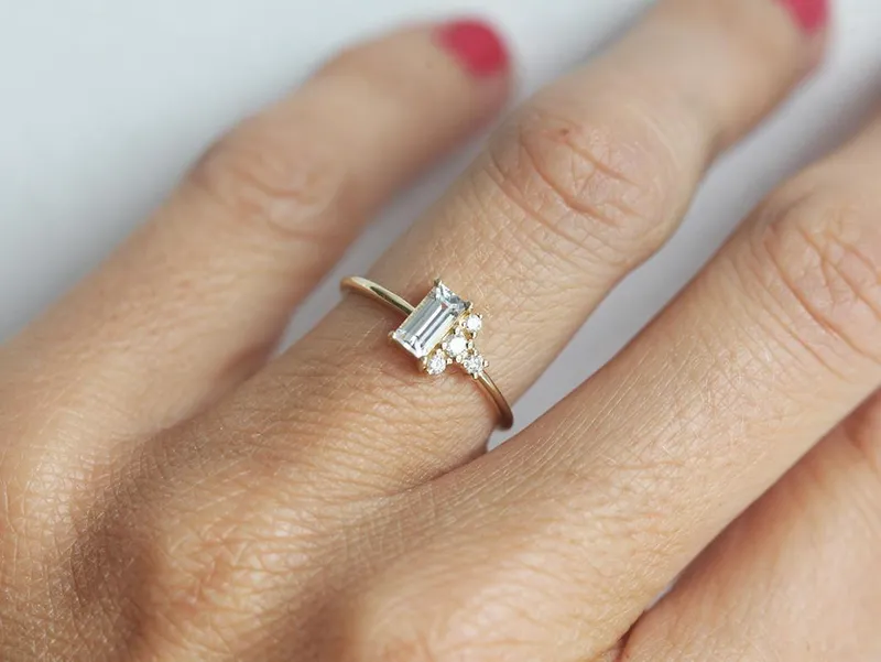 Angelique White Sapphire Diamond Ring view 9