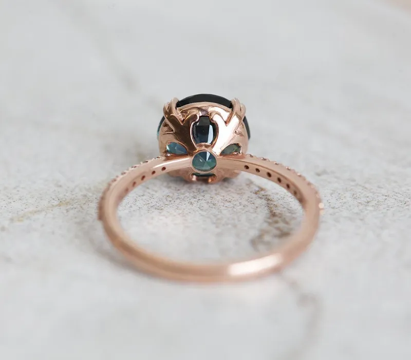 ANITA TEAL SAPPHIRE DIAMOND RING view 10