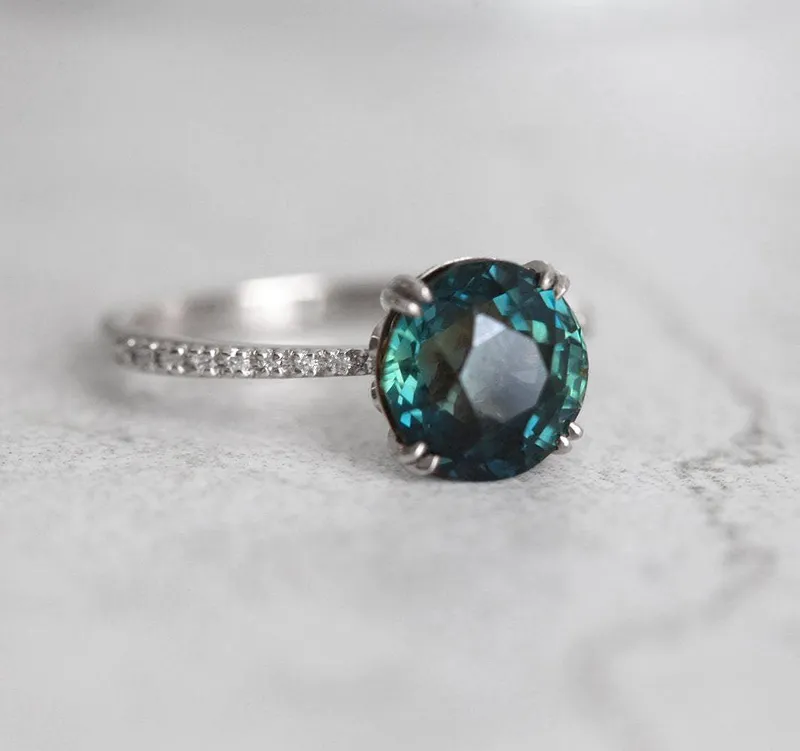 ANITA TEAL SAPPHIRE DIAMOND RING view 12