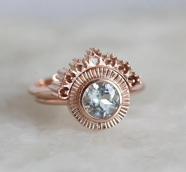 Aquamarine Ring, Diamond Ring view 4